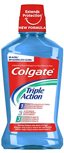COLGATE - Triple Action - Enjuague Bucal, Azul, Menta, Menta, 500 Mililitros