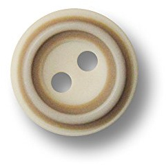 15er Set kleine pfiffige zweifarbene Zweiloch Kunststoff Knöpfe mit schüsselförmiger Knopfmitte und treppenartigem Rand/naturweiß, beige/Kunststoffknöpfe/Ø ca. 13mm