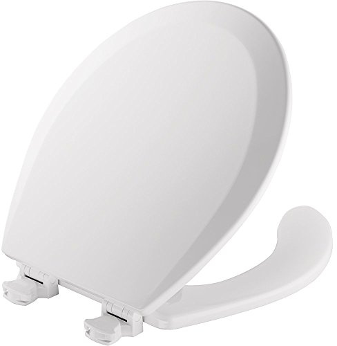 Mayfair 440EC 8440EC 000 Open Front Toilet Seat Will Never Loosen and Easily Remove, Round, Durable Enameled Wood, White