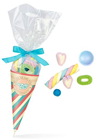 Der Zuckerbäcker Zuckertüte Auslese - 125g Süßigkeiten-Mischung mit Haribo, Trolli & Red Band | Fruchtgummi-Präsent für Schulanfang & Einschulung | Kleine Schultüte als Geschenk