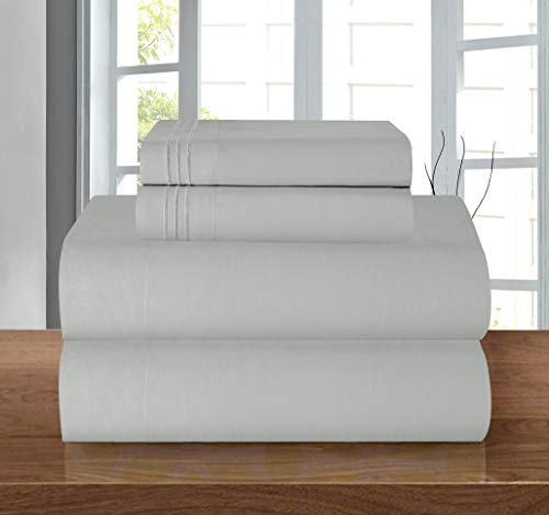 Elegant Comfort Parure de lit 4 pièces en Coton égyptien de 1500 Fils, Douce, de qualité hôtelière Haut de Gamme, Infroissable, Drap-Housse avec élastique Tout Autour, Poche Profonde mesurant jusqu'à
