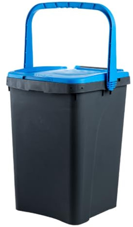 Ecoplast | Pattumiera per Raccolta Differenziata 50 Lt, Bidone Spazzatura in Plastica Riciclata, Blu, 43x41x54,4, Made in Italy