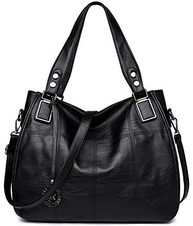 Sacmill Bolso de Mujer Grande Bolso PU Cuero Con Flecos Hombro Bolsa Tote para Shopper Viaje Oficina Escuela Trabajo