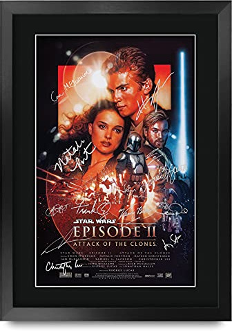 HWC Trading A3 FR Star Wars Episode II Angriff der Klonkrieger Die Darsteller Hayden Christensen Natalie Portman Geschenke Printed Poster Autogramm Bild für Film-Memorabilia Fans - A3 Eingerahmt