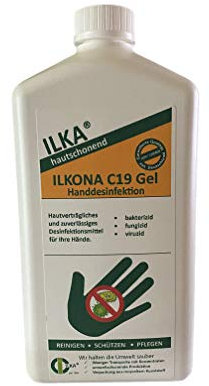 ILKA® - Gel Ilkona C19 - Gel disinfettante per la disinfezione delle mani | 1 litro | disinfettato, antibatterico, privo di germi, contro batteri e germi