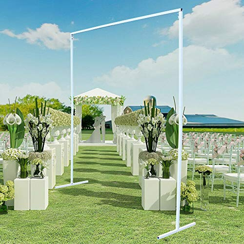 Kaibrite Hochzeit Requisiten Bogen Hintergrund Blume Bögen Quadrat Weiß Ballon Hochzeit Stander Arch Metall Ballonbogen 2X 2M Requisiten Hintergrund, Hochzeitsdekor