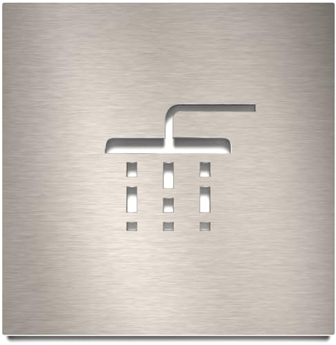 Edelstahl Hinweis-Schild Dusche - selbstklebend & pflegeleicht - Design Piktogramm - Türschild H-08-E