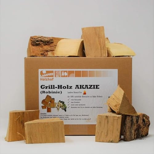 BBQ Grillholz Akazie 8Kg - von Landree® - die (saubere) Alternative zu Kohle oder Briketts - direkt vom Holzhof aus Schleswig-Holstein