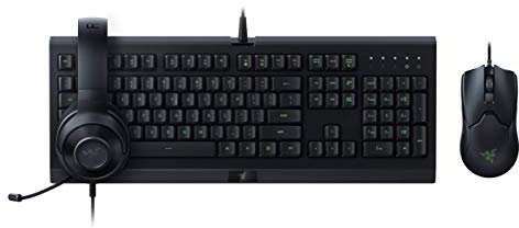 Razer Power Up Bundle - Juego de Esports con Teclado Cynosa Lite (Qwertz DE-Layout), Ratón Viper y Auricular Kraken X Lite Negro
