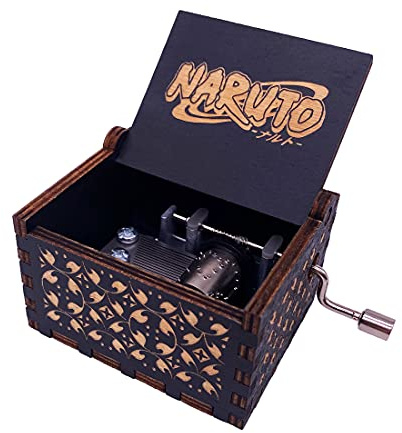 Youtang Mini-Spieluhr, Handkurbel, Spieluhr, geschnitzt, Holz, Musik-Geschenke(Blauer Vogel-Black)