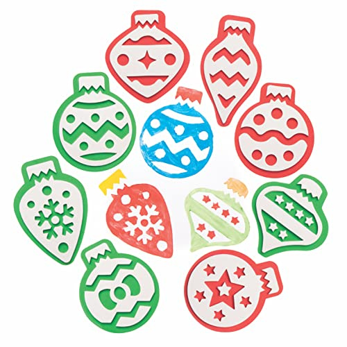 Baker Ross FC103 Weihnachtskugel Schaumstoff Stempel Set - 10er Pack, Moosgummistempelset für Kinder, Perfekt für Kindergeburtstag Mitgebsel, Weihnachtsbasteln für Kinder, Bastel Stempel für Kinder