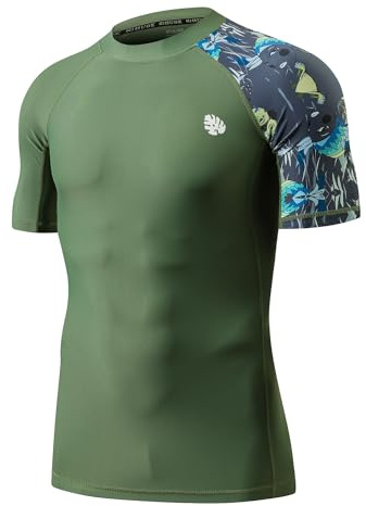 HUGE SPORTS Camiseta Compresión Hombre Camiseta de Natación de Manga Corta Secado Rápido (Aborígenes,S)