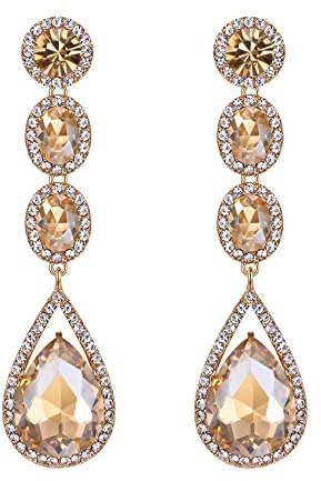 EVER FAITH Damen Kristall Hochzeit Mode Teardrop Lange Baumeln Kronleuchter Ohrringe