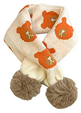 SHUIZONG Shuizongkinderschal Kinderschal Für Mädchen Cartoon Baby Neck Wrap Winter Kinder Gestrickt-Beige,Age 2-6Y