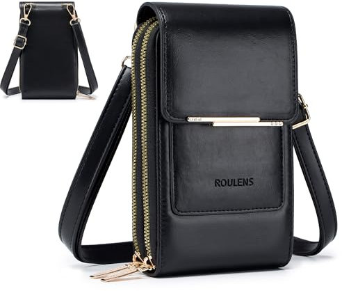 Roulens Klein Handy Umhängetasche,Damen Kleine Umhängetasche,PU Leder Crossbody Schultertasche Reisepass Handytasche mit Kartenschlitz Verstellbar Abnehmbar Schultergurt