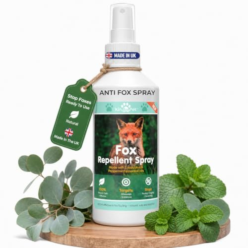 KinderPet® Fox Repellent Anti Fox Fouling Spray Natural Humane Fox Deterrent Stop Foxes in Garden Fouling Digging Scratching Eucalyptus Peppermint 250ml