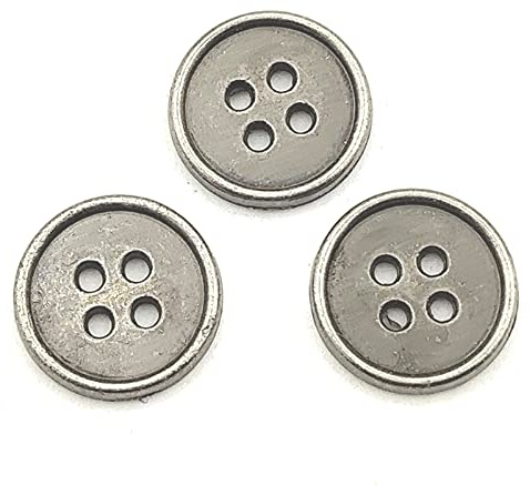 YOOGCORETT 30pcs Antique Silver Metal Buttons Vintage Style Round Buttons Bulk for Sewing Coat Jacket DIY Crafts Manual Buttons Scrapbooking Decorations 4 Holes 15mm