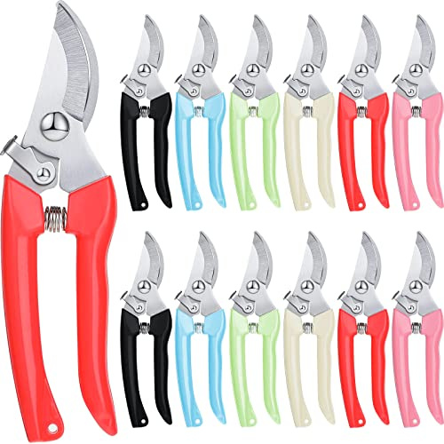 Lothee 12 Pcs Gardening Scissors Pruning Shears Stainless Steel Plant Scissors Flower Cutters for Stems Flower Clippers Garden Pruners for Cutting Flowers, Plants, Light Branches and Picking Fruits