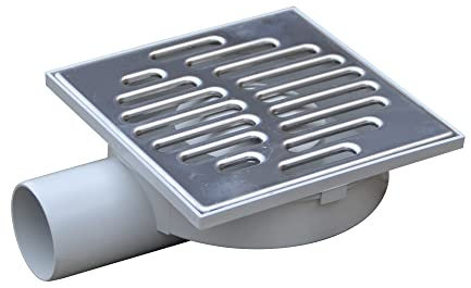 Jardibric - Siphon de Douche 15x15 cm avec Grille INOX - Évacuation Efficace et Durable pour Votre Douche