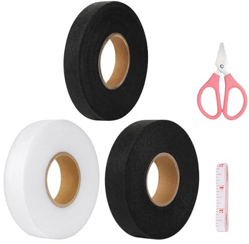 Kornerain 150M/164 Yard Saumband zum Aufbügeln Waschfest 3 Rollen 1.5cm-2.5cm Bügelband zum Kürzen 2 Größen Bügelband Statt Nähen,Nahtband zum Aufbügeln für Vorhänge Hosen Kleidung