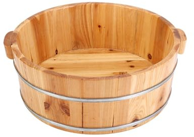ＡＷＨＡＯ Multipurpose Foot Bath Barrel Wooden Foot Basin Footbath Basin Tub Household Footbath Bucket Wood Foot Tub Pedicure Bowl Foot Spa Bowl Thickening Foot Bath Barrel for Home Use, 16x40cm A