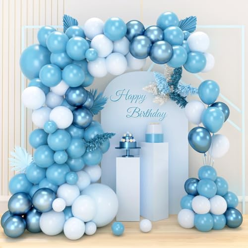 Luftballon Girlande Blau, Blauer Ballons Girlande mit Luftballons Metallic Blau Macarons, Blaue Luftballons Geburtstag für Babyparty Deko Jungen, Baby Shower, Taufe Deko, Absolvent, Hochzeit