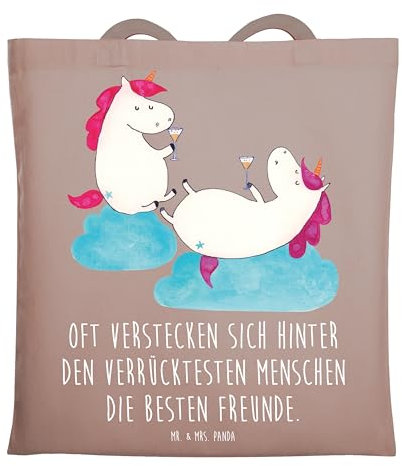 Mr. & Mrs. Panda Shopper Einhorn Sekt - Geschenk, Jutebeutel, Beste, Unicorn, Tote Bag, Party, Umhängetasche, Schultasche, BFF, Einhörner, Tasche, Shopping