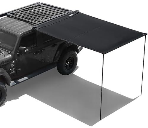 PU5000mm Retractable SUV Awning For Camping - Sun Shade For SUV/Truck/Van - Roof Rack Pull-Out Awning With Storage Bag For Versatile Outdoor Adventures