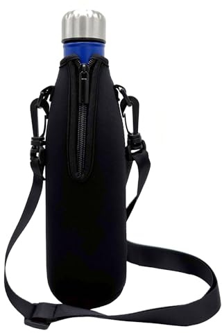 Water Bottle Bag - AMMKRO Neoprene Water Bottle Sleeve Holder Drink Bottle Pouch Cooler with Shoulder Strap for 17Oz to 20 Oz Water Bottle (17Oz Shoulder)