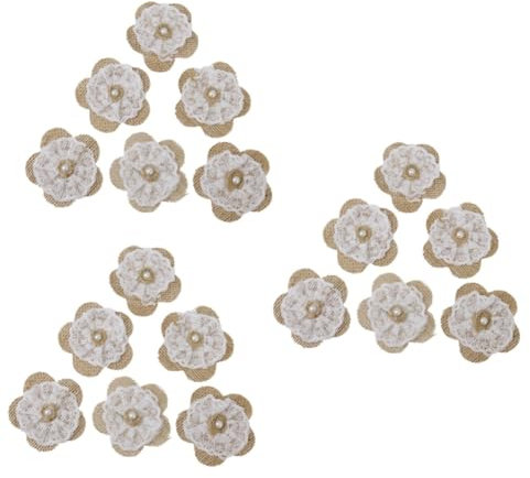 Cabilock 18 STK Dekoration selber Machen hochzeitsdeko hochzeitskerze Vintage Hessian Dekoration hochzeits Vintage- Retro- e hessische Blumen Brautspitzenblumen