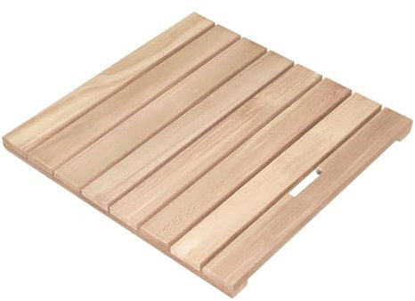 Badematte Holz Schnelltrocknende Duschmatte aus Zedernholz, Stabile Rutschfeste Badematte aus Holz für Das Badezimmer, Duschmatte für Drinnen und Draußen für Badewanne, Spa, Sauna, Camping(40cmx40cm(1