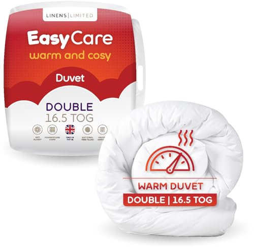 Linens Limited - Double Duvet 16.5 Tog, Made in the UK, Easy Care, Extra Warm Quilt for Winter, Soft and Comfy, Polypropylene Hollowfibre, Machine Washable (White)