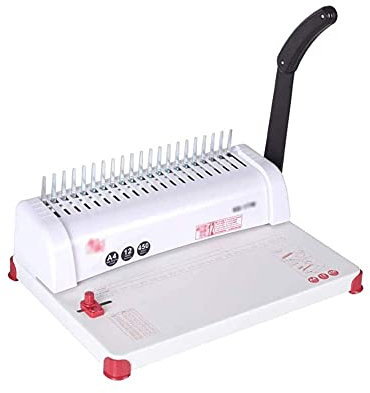 IUBGFTO Multifunktionale manuelle Kammstanz- und Bindemaschine für A4-Papier mit losen Blättern, Stanzloch, 21-Loch-Gummiring, 10-Loch-Clip-Bindemaschine