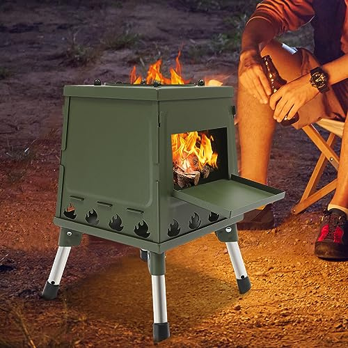 Réchaud de Tente Portable à Bois pour Camping - Mini Poêle pour Cuisiner et Chauffer Avec 16 Aérations