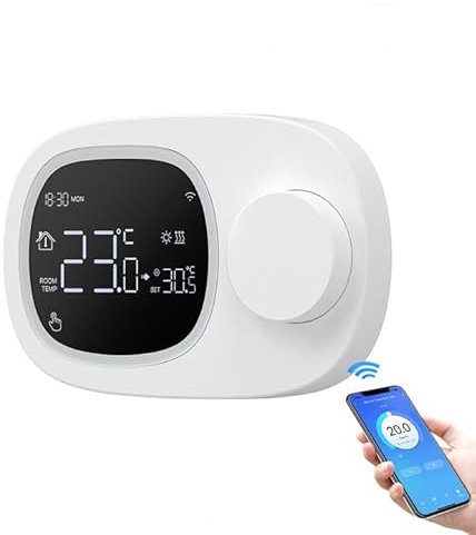 Thermostat Connecté WiFi Chaudiere Gaz/Chauffage au Sol Eau,Compatible avec Alexa, Page d'accueil Google Planification et contrôle à Distance, sans Hub (Blanc)