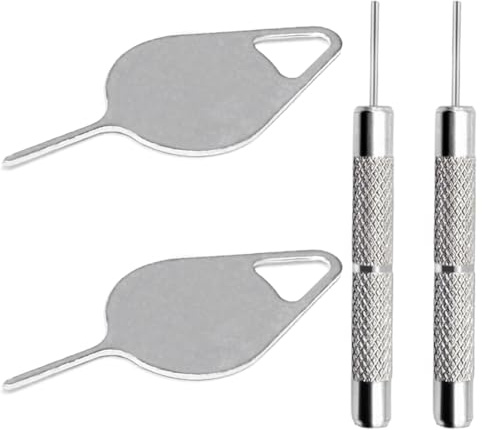 AYWFEY 4 Pcs SIM Card Removal Openning Tool Tray Eject Pins Needle Opener Ejector Compatible with All iPhone Apple iPad HTC Samsung Galaxy Cell Phone Smartphone Watchchain Link Remover (Style E)