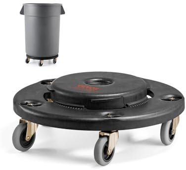 VEVOR Carrello per Bidoni della Spazzatura, con 4 Ruote Bloccabili, Capacità di Peso di 227 kg, Base a Rulli Rotonda, Carrello per Barili per Impieghi Gravosi 455 x 155 mm Colore Nero