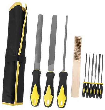HOMSFOU 10pezzi Acciaio Set Per Intaglio Legno Strumenti Lucidatura Spazzola Lavorazione Durevole Antiscivolo Impugnatura Ergonomica Sbavatura Rifilatura Smussatura