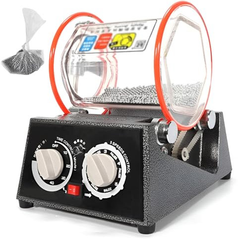 Lucidatrice per Gioielli a buratto da 3 kg con Perle di lucidatura, Kit per buratto Rotante, Macchina per lucidatura e Finitura di Gioielli, velocità a Vuoto di 10.000 Giri/min, per Monete in Pietra