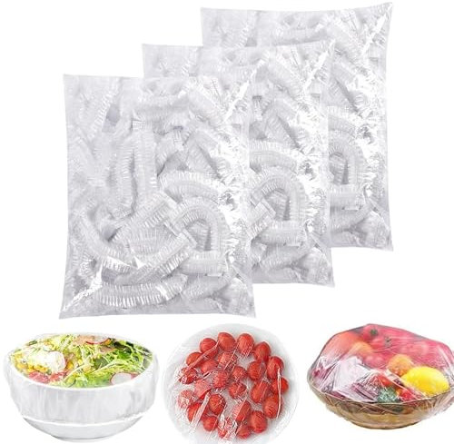Abdeckhauben Für Lebensmittel, 300 Stück Frischhaltebeutel Mit Gummizug, Transparente Frischhaltefolie Für Schüsseln Und Behälter, Ideal Für Lebensmittelaufbewahrung Und Obstkonservierung