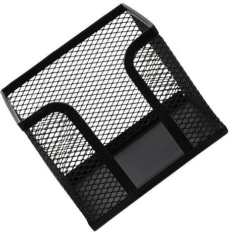 EXAOMBLE Notizblockhalter Mesh Memo Aufbewahrungsbox Klein Schwarz Metall Multifunktional Für Büro Schule Zuhause