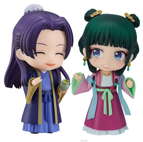 Ximman Juego de 2 estatuas de acción de Maomao, figuras de acción de anime Maomao, figuras movibles de PVC reemplazables, accesorios de cabeza reemplazables, escultura coleccionable, decoración de