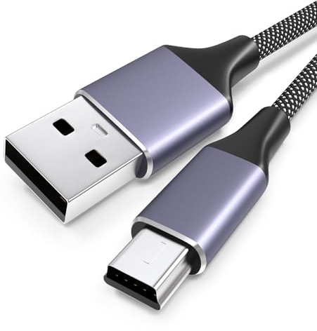 6.6Ft Mini USB Cable Compatible with TI 84 Plus CE,PS3 Controller Charger | Mini USB to USB2.0 480Mbps Nylon Braided Charging Cable for Camrea,Gopro,Dash Cam,Hard Drive,GPS,Blue Yeti Microphone,MP3/MP4