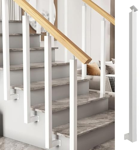 Kit de poteaux carrés en métal pour balustres d'escalier – Support réglable à 270° pour pont et marches – Axe de balustrade – Colonne de rampe de 75 cm parfaite pour un montage latéral