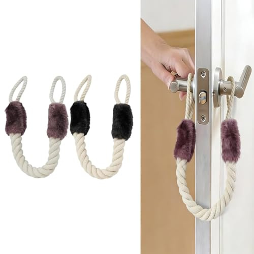 2 Stück Türkordel Klemmschutz Baumwolle, Türstopper Stopper, 60 cm Türkordel Türklinke mit Kordelstopper, Klemmschutz Für Türen Praktische Türstopper für Haustüren in Schwarz und Braun