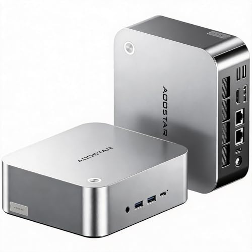 AOOSTAR MACO mini pc gaming ryzen7 pro 6850h (8C/16T,4.7GHz),24GB LPDDR5 1TB SSD fast desktop computer, Oculink,Two USB4.0,8k Quad Display,Fingerprint Unlock,Dual 2.5G LAN for game/office/edit