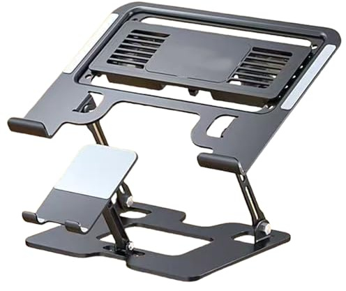 Rudiaoa 2 In 1 Metal Adjustable Phone & Laptop Stand Foldable Bracket For Desktop Holder Heat Dissipation Accessories Phone Cooling Stand
