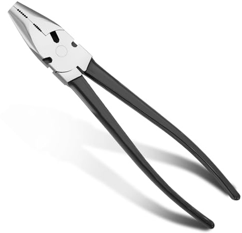 Lanties 8'' Button Fence Pliers for Bending Cutting and Gripping Round Nose Wire Cutter Plier for Construction and Wire Fencing Resists Rust and Corrosion