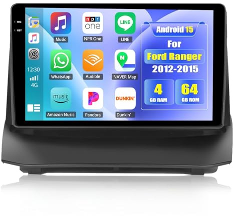 CAMECHO 4G+64G Android Car Stereo for Ford Fiesta 2008-2018 with Wireless CarPlay Android Auto, 9 Incell 1280 * 720 Touch Screen Bluetooth Car Radio with GPS WiFi FM Backup Camera