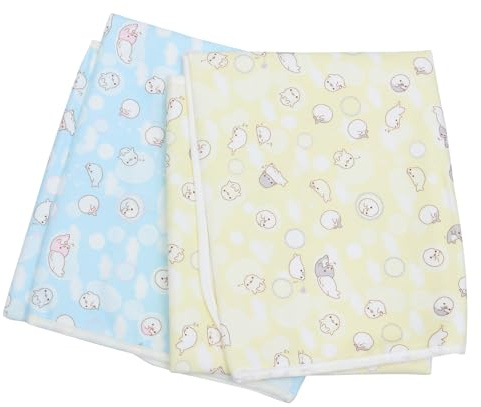 Yardwe Lot de 2 Tapis à Imperméables pour -Né 70X90 CM Coussin Urinoir Lavable en Tissu Robuste Motifs Dauphins Bleu et Jaune Portable et Adapté pour Bébé et Voyage
